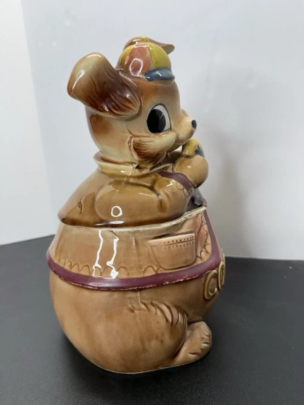 Royal Sealy Bunny Rabbit Cookie Jar Baseball Cap Hat Japan 12.5